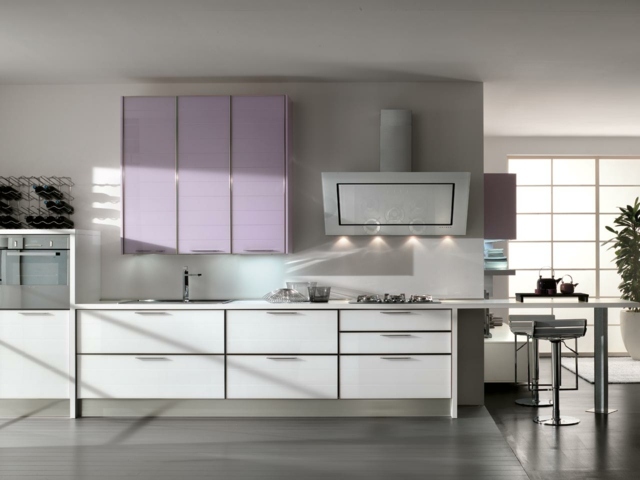 Küche modern stilvoll Pastellfarben Tisch Design Ideen