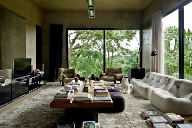 massivholztisch für wohnzimmer design einrichten mit lounge polstermöbel-longflor teppich 