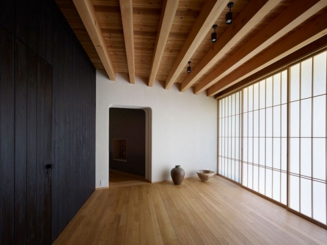 moderne ferienvilla japan shoji schiebetüren sicht sonnenschutz