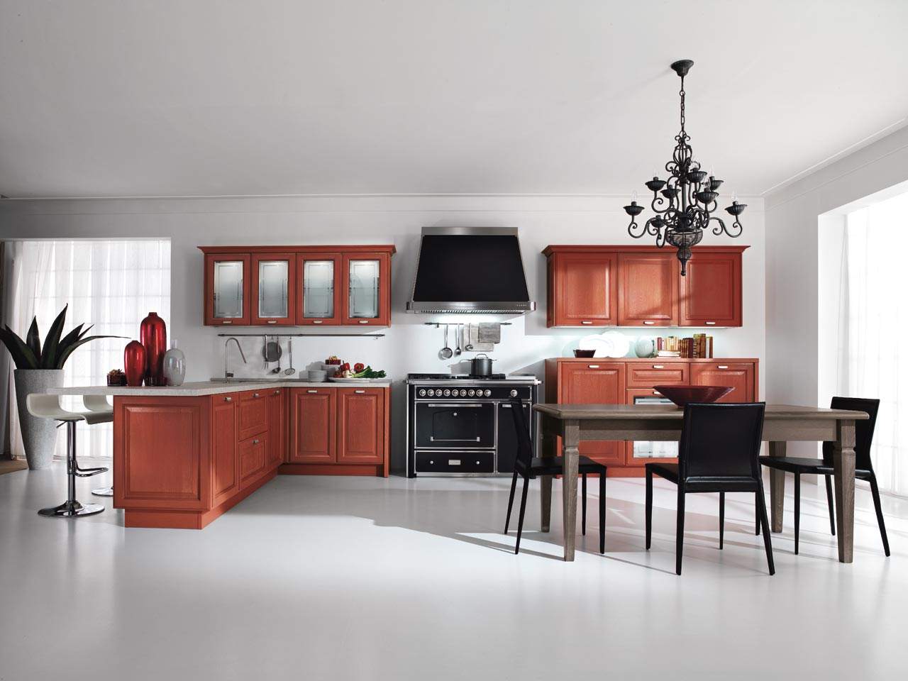 moderne küche designideen-farbschema aktuell-schwarz rot