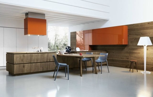 Moderne Küche massivem eichenholz cloe cesar orange hochglanz