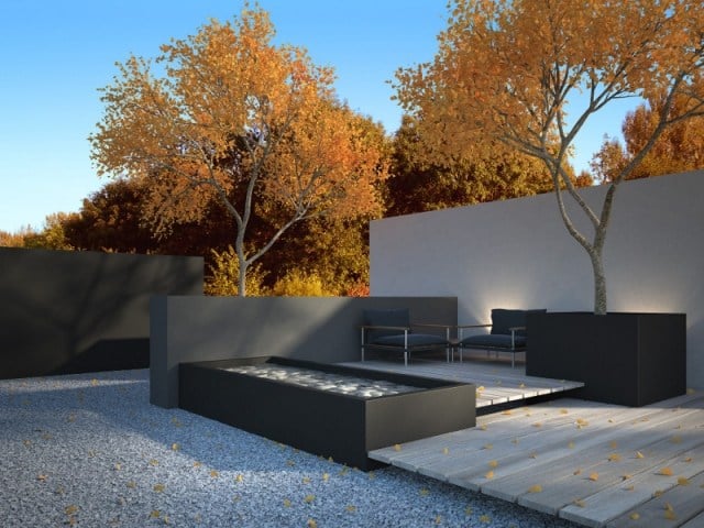 moderne Landschafts- und Gartengestaltung bilder sitzecke terrasse herbst