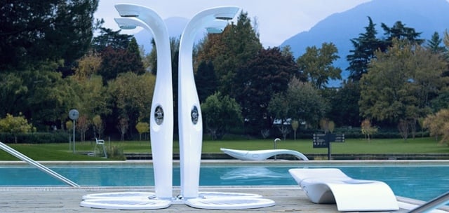 minimalistische Dusche Garten Liegesessel Kunststoff Pool
