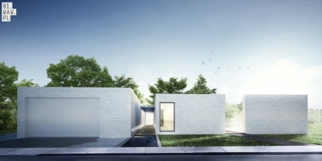 Architektur Projekt weiße drei Bauvolumen Windschutz