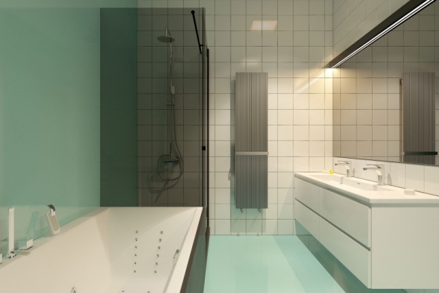 modernes design badezimmer wand heizkörper badewanne duschkabine