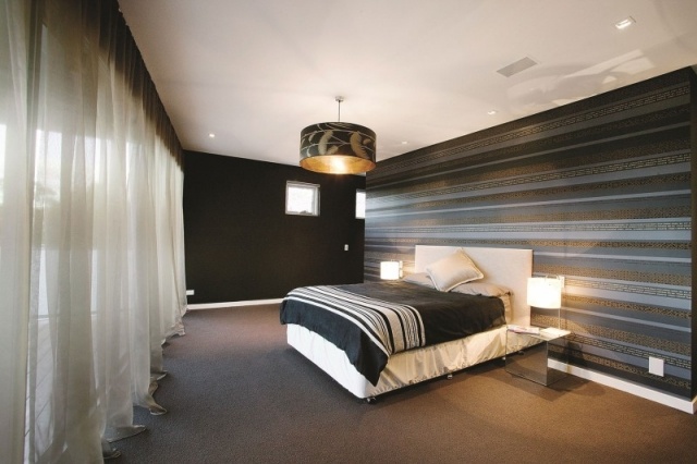 modernes schlafzimmer ideen wandgestaltung deko tapete schwarz gold