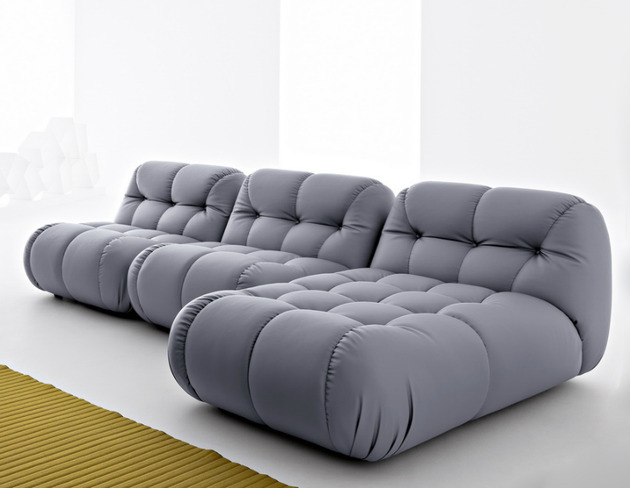 modulare Design-Sofa gepolstert grau 3-sitzer