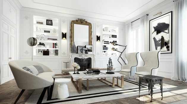 möbel modernes design neoklassisch wohnzimmer weiß schwarz