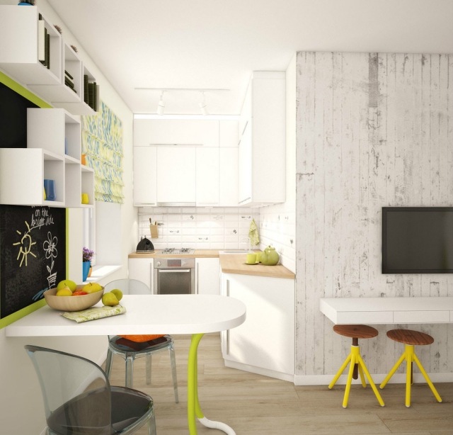 platzsparende gestaltung-moderne einzimmerwohnung mini küche