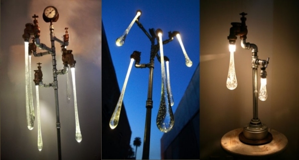 recycelte rohren-led lampen-wohn dekoration modern ideen