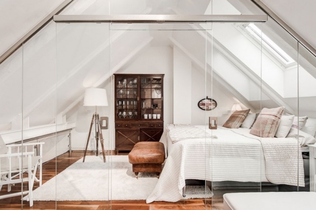 schlafzimmer designs dachboden weiß holzboden vintage schrank