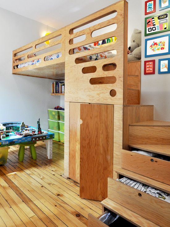 sperrholz möbel kinderzimmer holz-hochbett design treppen schubfächer