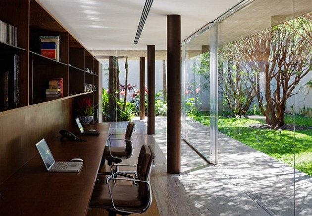 Home-Office Zugang zum Garten Rahmenlose Schiebetüren-Transparent