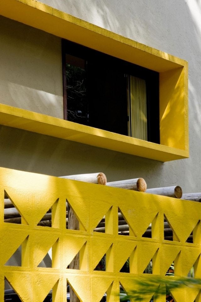 Architektenhaus Cobogo-Beton Fassade Zaun geometrische öffnungen