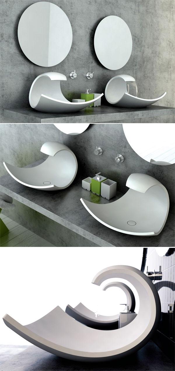waschbecken Design-futuristisch-Joel Roberts-Eaux-Eaux Badezimmer Sanitärkeramik