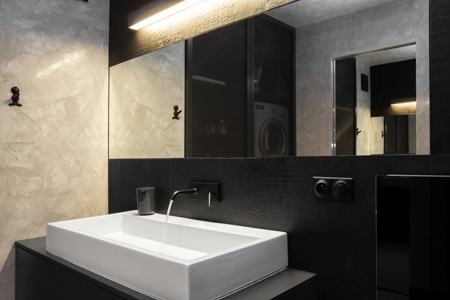 Ideen für Badezimmer texturierte verputzte Wand-Optik 
