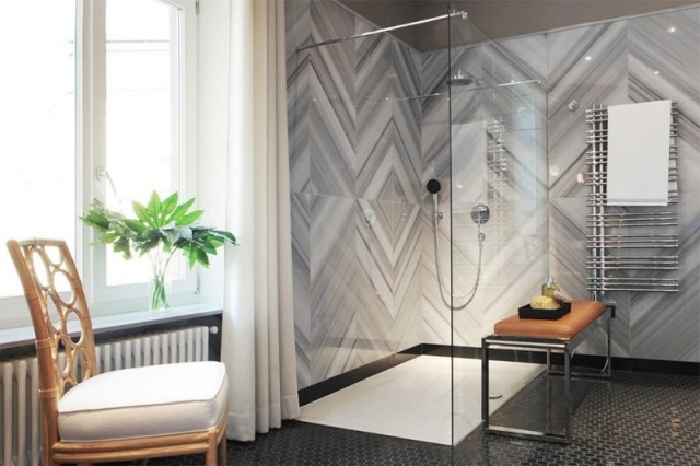 Begehbare dusche-heizung duschkabine verfliest moderne muster