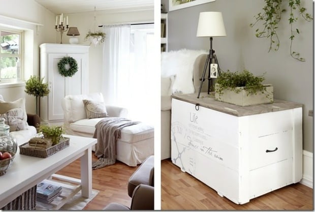  weiße Farbe Sofa Polstermöbel Holztisch Zimmerrpflanzen