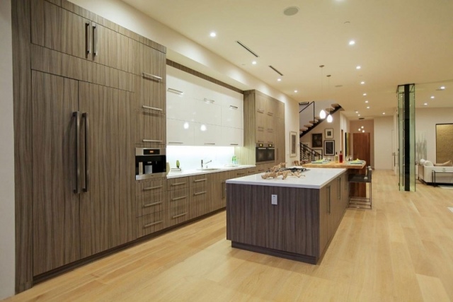 Moderne Ausstattung Designer Küche Küchenzeile-einbaugeräte Beleuchtung-Kochinsel Holz