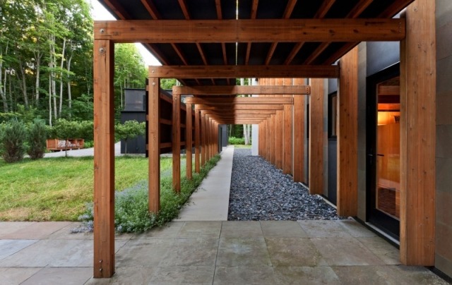 Designer-Haus Gestaltung Eingang Boden verlegen platten Gartenweg mit kies