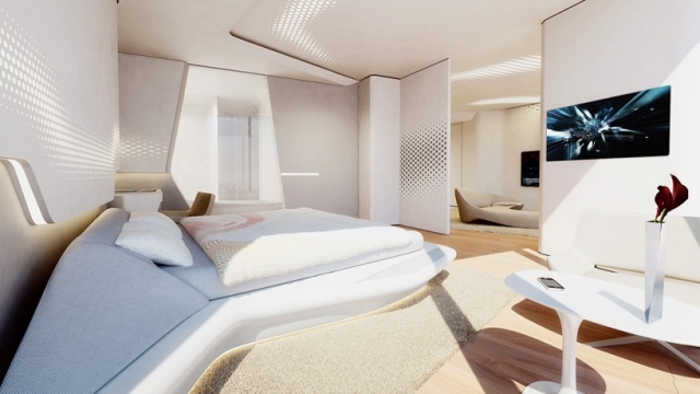 deluxe Wohnungen von zaha hadid-Innenarchitektur Schlafzimmer-Futuristische Gestaltung der wände