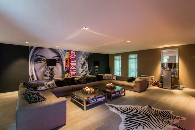 Zebra Teppich Wohnzimmer einrichten Hollywood Stil