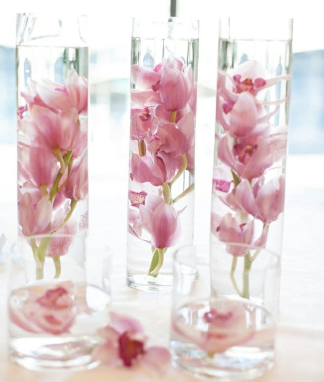 Glas Frühling rosa Blüten Arrangements Ideen
