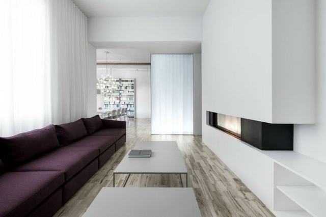 minimalistischen Stil Grundsätze Sofa Kamin weiß