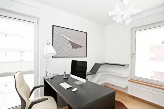Möbel für Home Office-Bürostuhl mit Armlehnen-Schreibtisch schwarz