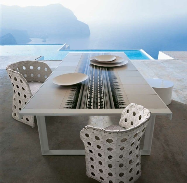 Freien Rattan Möbel Design Pool Terrasse Betonboden