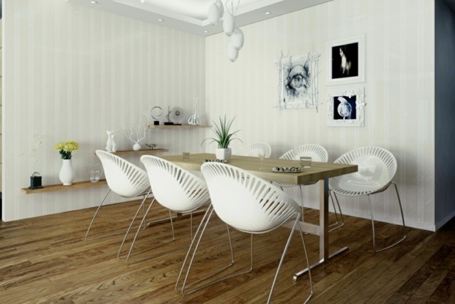 Holztisch Stühle im skandinavischen Stil Eichen Dielenboden