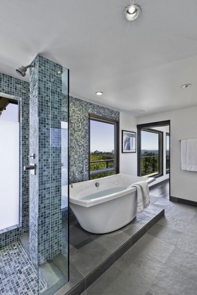 Mosaik Fliesen für Badezimmer Trennwand Naturstein-Bodenfliesen