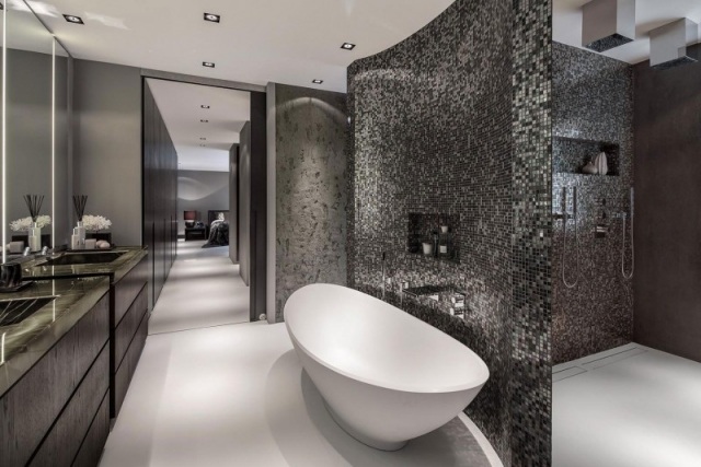 Keramische Badewanne Ovale Form Trennwand-mosaike-einbau-regale