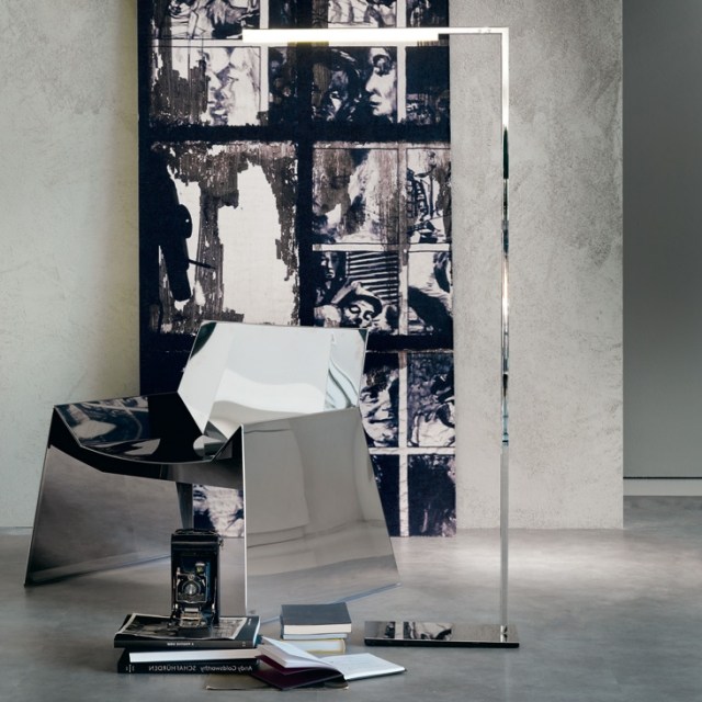 Ideen für Leseecke-gestalten Ideen-Metallstuhl-Standleuchte minimalistisches Design