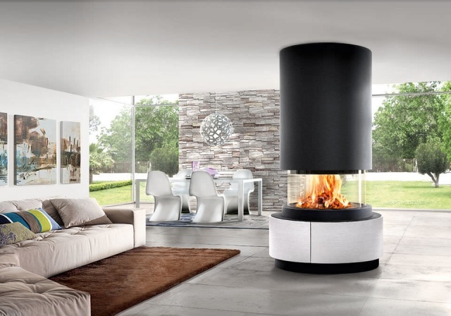 moderner Gas-Kaminofen design-Mittelpunkt im Wohnzimmer- trends