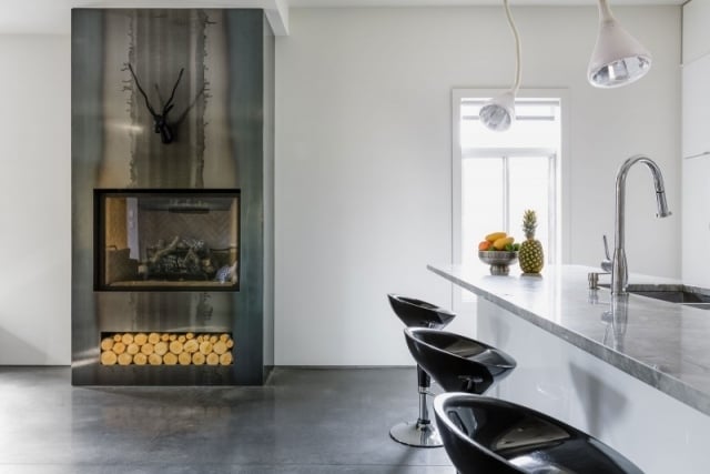 Heizung einsatz Wohnküche Indoor-Kaminofen Design