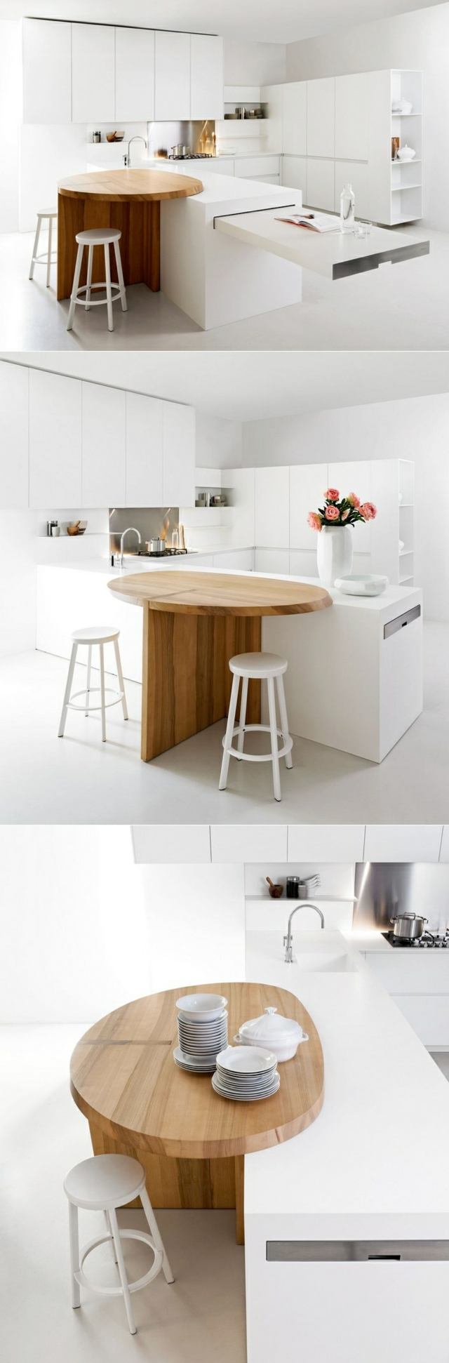 Küche rundes Kochinsel Theke weiße Einbauküche modern minimalistisch