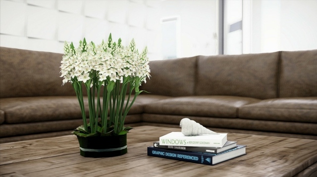 Blumen Vase Wohnzimmer einrichten rustikale Möbel