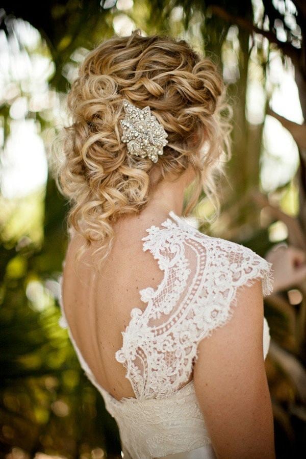 Brautfrisur schulterlanges Haar-Haarschmuck Blüten Spange Klammer Haarbroschen