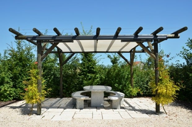 Haus Garten Pergola Sonnenschutz Ideen Pflastersteine