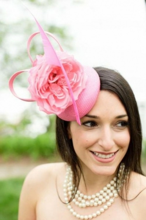 Hochzeit Blume Hut aus Stoff rosa Farbe