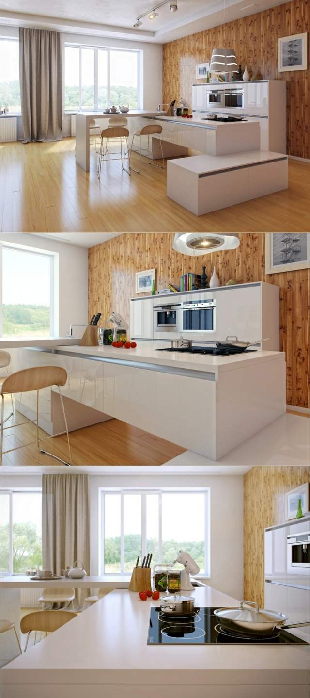Küche modern stilvoll weiß Arbeitsplatte kratzenfest beständig weiß