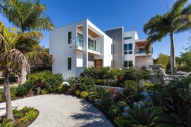 luxus villa mit garten Landschaft Design-exotische Pflanzen-Palmen 