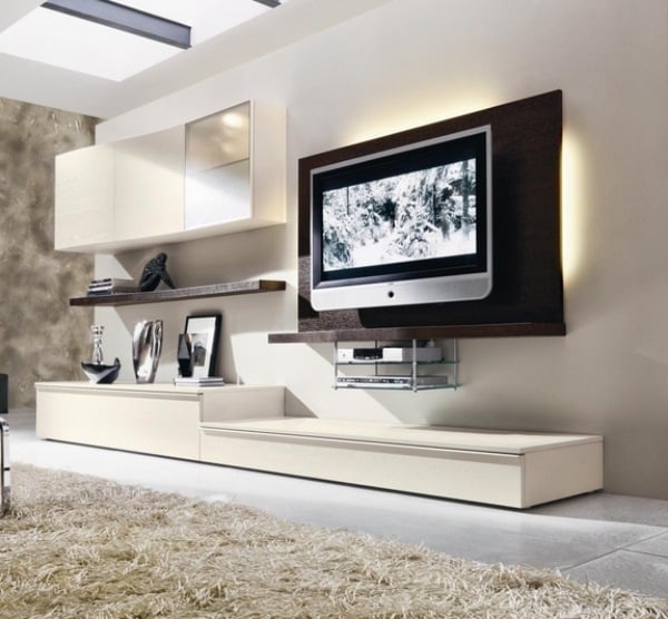 Luxuriöse-Wohnwand-Logic-Tv-Paneel-hängeschränke-Lowboard-offene-Regale-Hintergrundbeleuchtung