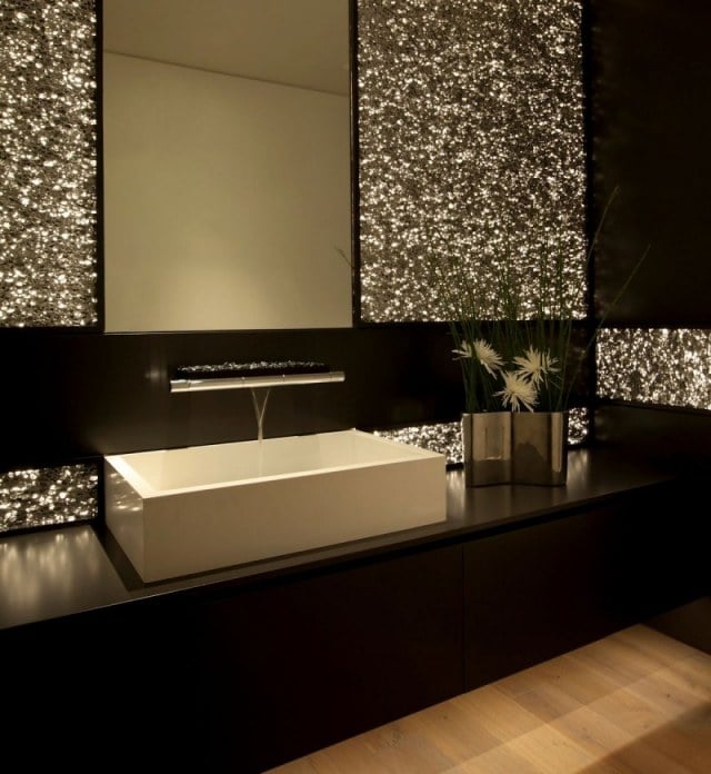 Luxus Badezimmer-Schwarz Schrank-freistehendes waschbecken designer Armatur-Wand Effekt