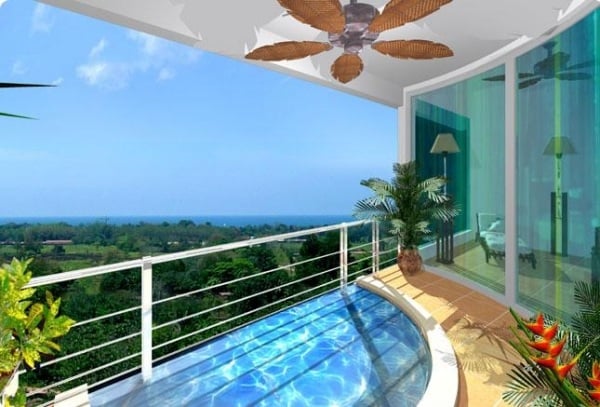 Luxus-Balkon-mit-Pool-im-Boden-eingelassen-oval-Metallgeländer