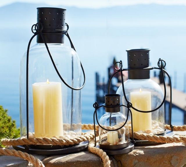 Metallische Laternen-Kerzen Stumpen-glas maritime sommerdeko