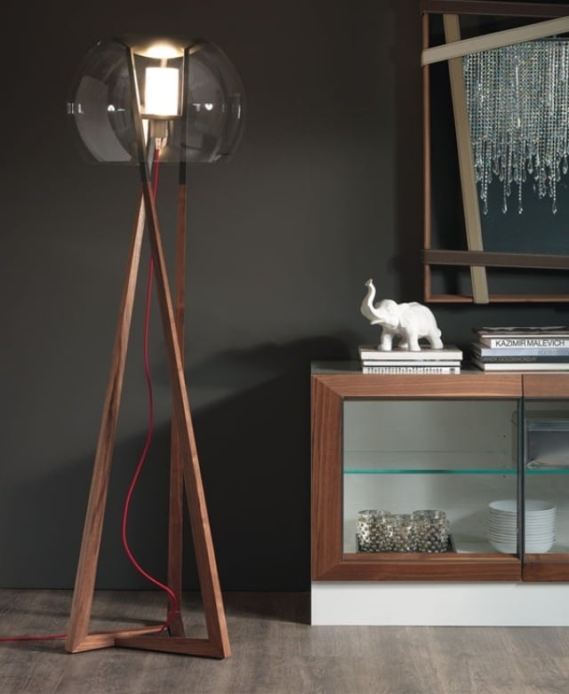 Moderne Dreifuß Designer Lampe Holz Gestell Lampenschirm geblasenes glas indirektes-Licht