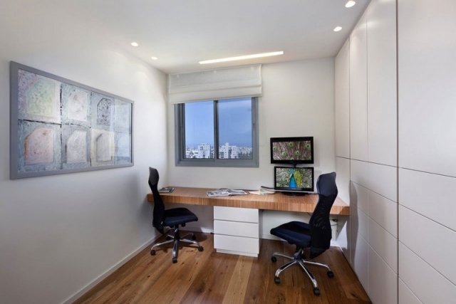 Moderne Wohnung-Einrichtung arbeitsraum für 2 personen Schranksystem-grifflos