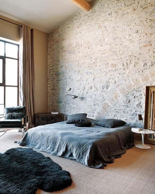Einrichtung Modernes Bett-Schlafzimmer Textilien-Wand rustikal